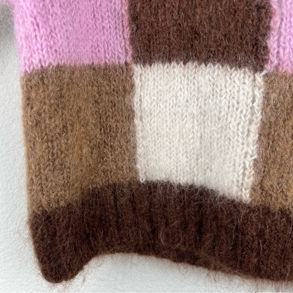 & Other Stories Mohair Wool Checkered Fuzzy Knit Sweater Scandi Small - Picture 7 of 16